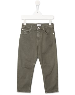 Узкие брюки чинос с вышитым логотипом Brunello cucinelli kids