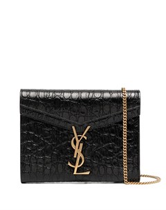 Кошелек с монограммой и тиснением под крокодила Saint laurent