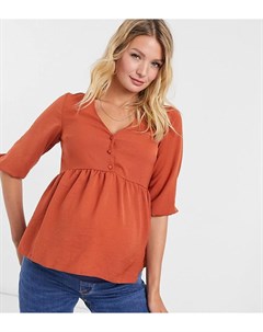 Топ рыжего цвета с баской и пуговицами New look maternity