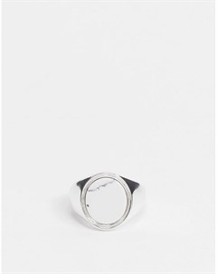 Серебристое кольцо печатка с полудрагоценным камнем Chained & able