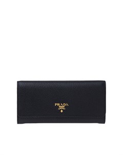 Кожаный кошелек с металлическим логотипом Prada