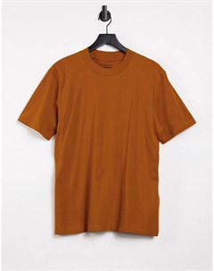 Оранжевая футболка с вырезом под горло Selected homme