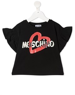 Футболка с оборками и логотипом Moschino kids