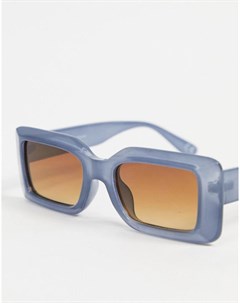 Квадратные солнцезащитные очки в синей оправе со скосами Recycled Asos design