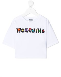 Футболка с вышитым логотипом Moschino kids