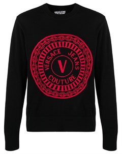 Пуловер вязки интарсия с логотипом Versace jeans couture