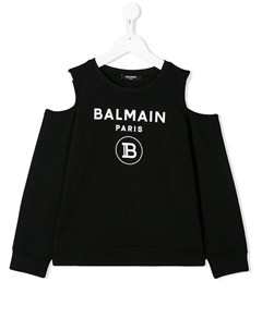 Топ с логотипом и вырезами Balmain kids