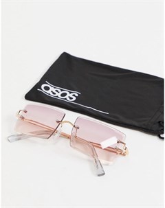 Квадратные солнцезащитные очки розового цвета в винтажном стиле 90 х Asos design