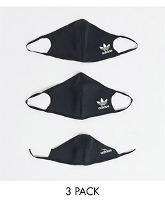 Набор из 3 масок для лица черного цвета Adidas originals