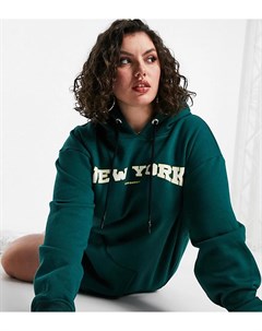 Зеленое трикотажное платье худи в стиле oversized с принтом Public desire curve