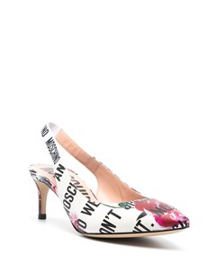 Туфли с ремешком на пятке и цветочным принтом Moschino