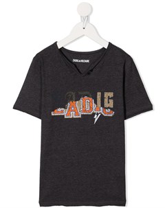 Футболка с логотипом и эффектом потертости Zadig & voltaire kids