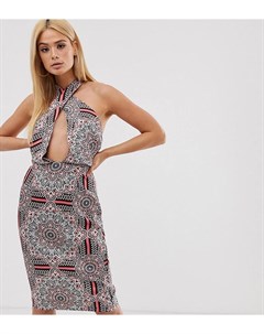 Платье миди с халтером перекрестом и принтом пейсли Missguided tall