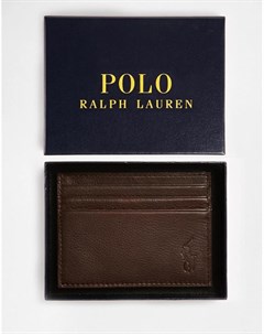 Коричневая кожаная визитница Polo ralph lauren