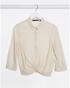 Светло коричневая рубашка с завязками спереди Vero moda