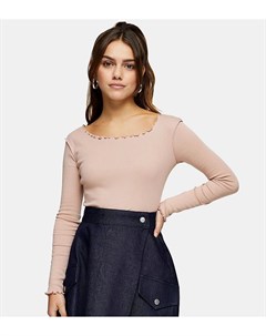 Розовый лонгслив с фигурной кромкой Topshop petite