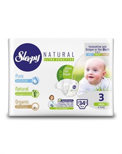 Подгузники Organic Baby Diaper 4 9 кг шт Sleepy natural