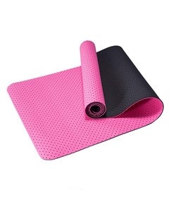 Коврик для йоги 2 х слойный ТПЕ 183х61х0 6 см TPE 2T 4 розовый черный Sportex