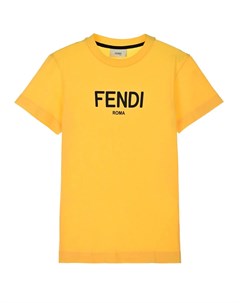 Желтая футболка с логотипом детская Fendi