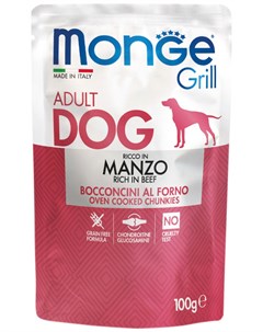 Grill Pouch Dog для взрослых собак с говядиной 100 гр х 24 шт Monge