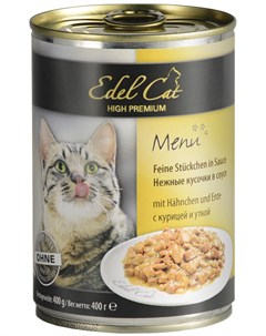 Для взрослых кошек с курицей и уткой в соусе 400 гр х 24 шт Edel cat