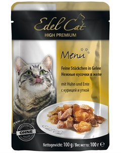 Для взрослых кошек с курицей и уткой в желе 100 гр х 20 шт Edel cat