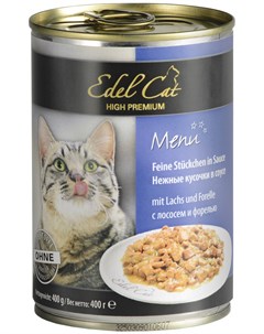 Для взрослых кошек с лососем и форелью в соусе 17306 400 гр х 24 шт Edel cat
