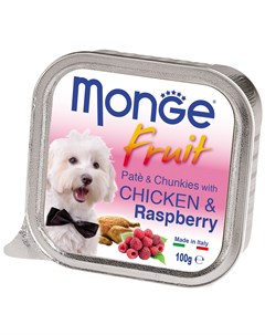 Fruit Dog для взрослых собак паштет с курицей и малиной 100 гр х 32 шт Monge