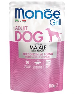 Grill Pouch Dog для взрослых собак со свининой 100 гр х 24 шт Monge