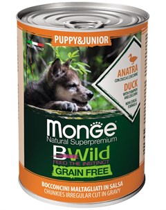 Bwild Puppy Junior Grain Free беззерновые для щенков с уткой тыквой и кабачками 400 гр х 24 шт Monge