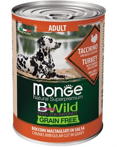Bwild Adult Dog Grain Free беззерновые для взрослых собак с индейкой тыквой и кабачками 400 гр х 24  Monge