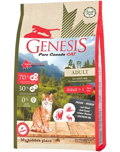 My Hidden Place Adult беззерновой для взрослых кошек с говядиной ягненком и олениной 0 34 кг Genesis pure canada