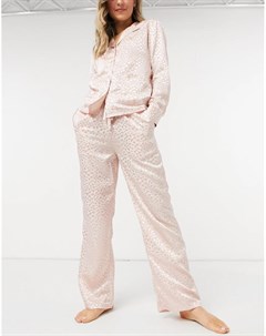 Жаккардовые пижамные штаны румяно розового цвета Liquorish