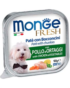 Fresh Dog для взрослых собак паштет с курицей и овощами 100 гр х 32 шт Monge