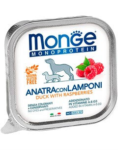 Monoprotein Fruits Dog монобелковые для взрослых собак паштет с уткой и малиной 150 гр х 24 шт Monge