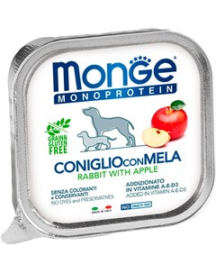Monoprotein Fruits Dog монобелковые для взрослых собак паштет с кроликом и яблоками 150 гр х 24 шт Monge