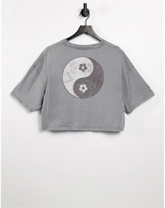 Серая укороченная футболка с графическим принтом Cotton:on