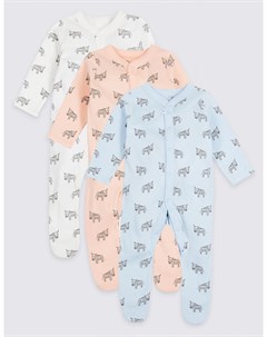 Комбинезон слип с принтом Зебры для новорожденного 3 шт Marks & spencer