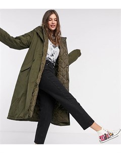 Двухслойная стеганая парка хаки ASOS DESIGN Tall Asos tall