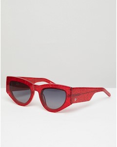 Красные солнцезащитные очки кошачий глаз с блестками Naomi Vow london