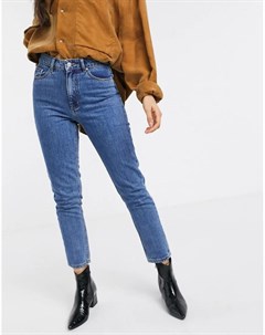 Синие джинсы в винтажном стиле с завышенной талией Vero moda