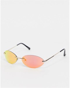 Розовые солнцезащитные очки без оправы с зеркальными линзами Asos design