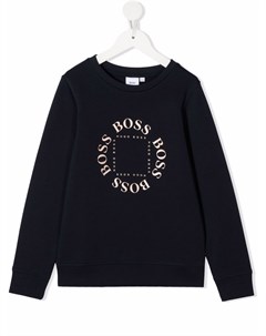 Толстовка с логотипом и окантовкой в рубчик Boss kidswear