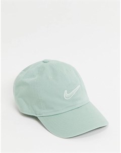 Пыльно зеленая выбеленная кепка с логотипом галочкой H86 Nike