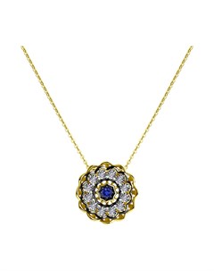 Колье из комбинированного золота с бриллиантами и сапфиром Sokolov diamonds