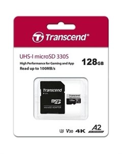 Карта памяти 128GB High Performance microSDXC UHS I U3 V30 A2 R W 100 85 MB s с адаптером TS128GUSD3 Transcend