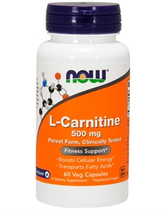 L карнитин 500 мг 60 вегетарианских капсул Now