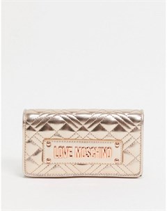 Стеганый кошелек медного цвета с логотипом Love moschino