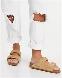 Кремовые замшевые сандалии Arizona Birkenstock