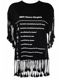 Футболка с бахромой и логотипом Mm6 maison margiela